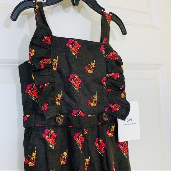 Something Navy || NWT Nordstrom Black Floral Jumper 9 months - Picture 3 of 7